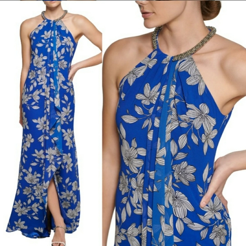 FIRM Calvin Klein Flower Pattern Halter Dress